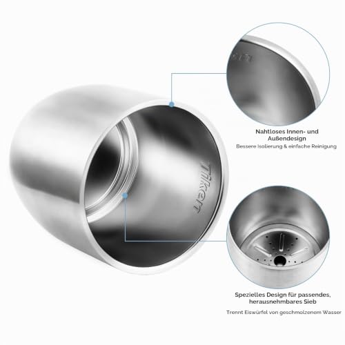 Tiken 3L Edelstahl Eiseimer mit Deckel und Zange Doppelwandiger Vacuum Isolierter Eiskübel Eiswürfelbehälter für Sekt, Cocktailbar… – Ansicht 3