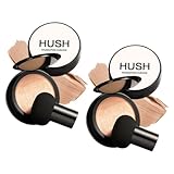 Wenrny Hush Glow Cosmetics Foundation Cushion for Women,2 Pack Face Makeup Foundation with Mushroom Head Puff,Moisturizing,Long-Lasting For All Skin Types,Full Coverage Face Concealer (Natural)