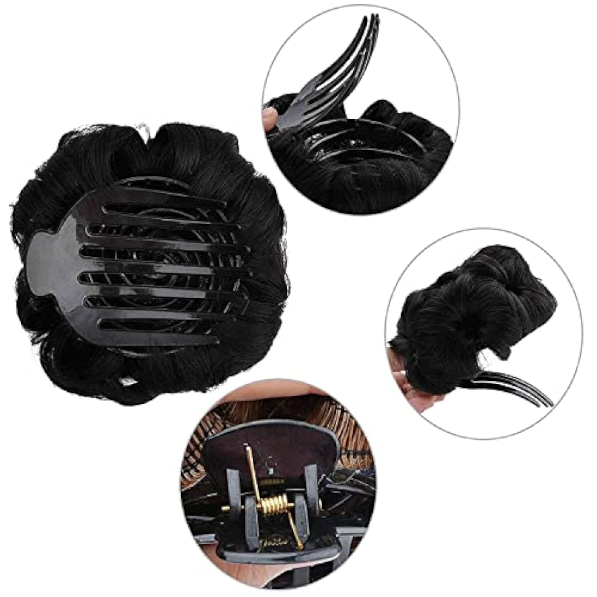 Women's Artificial Fake Hair Bun, Black