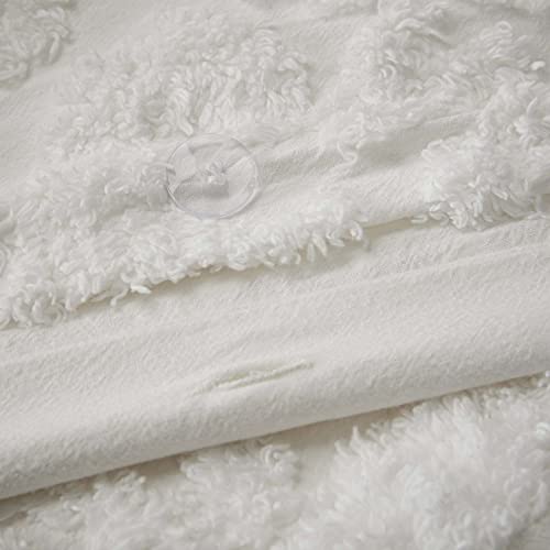 Madison Park Tufted Chenille 100% Cotton Duvet- Modern Luxe All Season Comforter Cover Bed Set with Matching Shams, King/Cal King(104"x92"), Damask Off White 3 Piece by Madison Park - Image 6