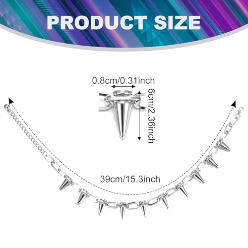 Abeillo Goth Choker-Halsketten für Frauen, Spike Choker Punk Rock Choker Schmuck Vintage Y2k Accessoires für Männer und Frauen (Silber)