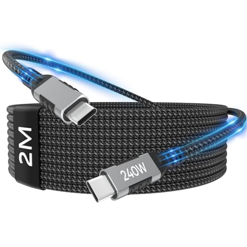 Zestiq Cable Cargador USB-C a USB-C 240W, Cable de Carga PD Tipo C, Cable USB-C de Carga Rápida para iPhone 17 16 15 Pro Max Plus, MacBook iPad Air, Samsung S25 S24 Ultra, Steam Deck - 2M