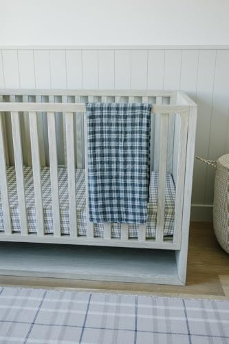 Image of Mebie Baby Vintage Plaid and Navy Plaid Muslin Cotton Quilt, Soft Swaddle Blankets for Girls and Boys, Newborns to Toddler, 47 inchx47 inch