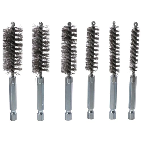 Image of 6PCS Stainless Steel + Nylon Twisted Wire Bore Brushes 8 /10 /12 /15 /17 /19MM Cleaning, Polishing, Paint /Rust Removal