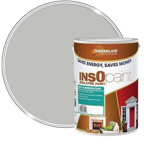 InsOpaint Advance Energy Saving Paint Dove Grey 5L – Tough Acrylic Emulsion for Walls & Ceilings – Weatherproof, Anti Condensation & Mould Resistant – Eco-Friendly Thermal Insulation Coating