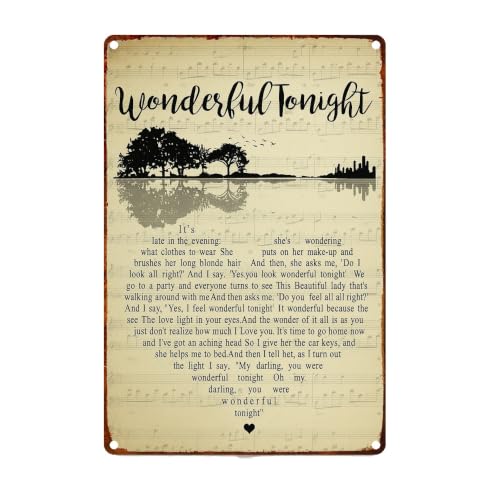 Tonight Lyrics Landscape Silhouette Metal Sign Wall Decor 8X12 Inch