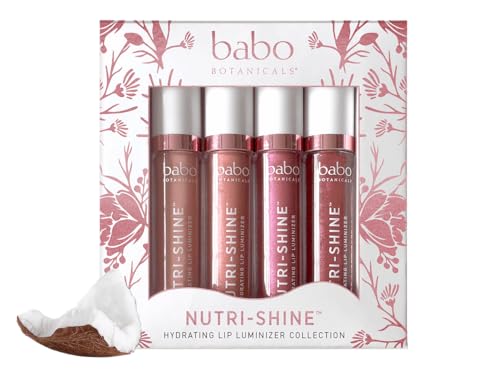 Babo Botanicals 70+% Organic Nutri-Shine Luminizer Vegan Lip Gloss Gift Set -4 Count(Pack of 1)