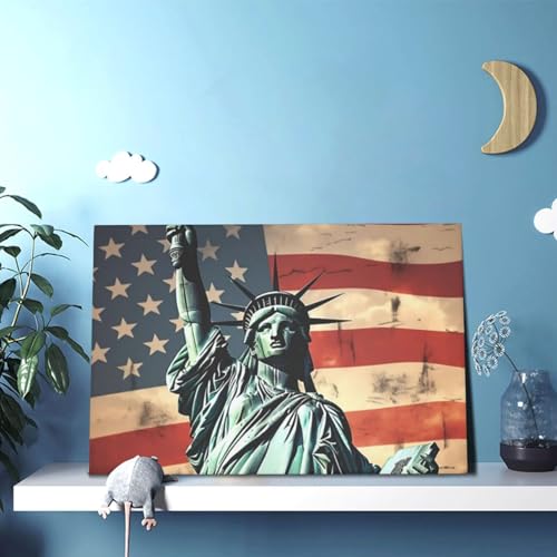 Peintures Statue de la Liberté et drapeau américain tableau moderne