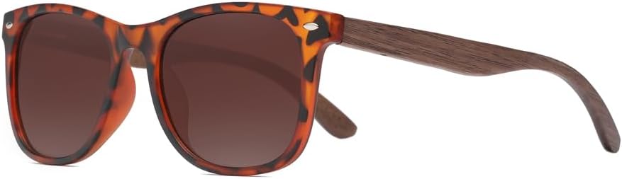 KINGSEVEN Polarised Sunglasses Men's Wooden Retro Sunglasses Outdoor Sports Leisure Holiday Travel Driving HD Glasses Durable Glasses with UV Protection QW2