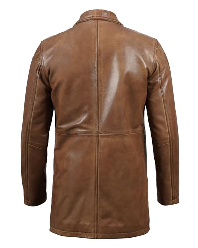 Brown Car Coat Leather Jacket Men | [1501485] Super Camel, XL - Thumbnail 5