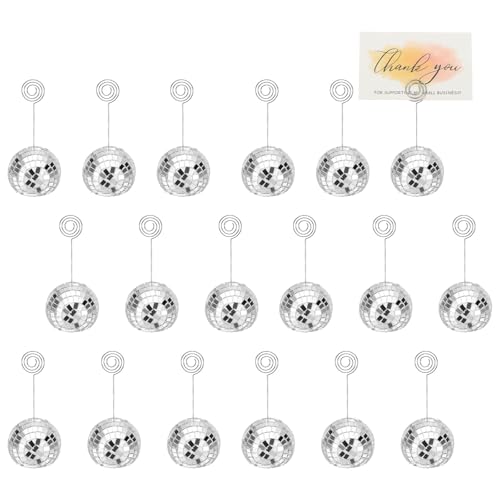 Porte-cartes de table disco PATIKIL argentés de 5 cm pour menus de fête | Lot de 18