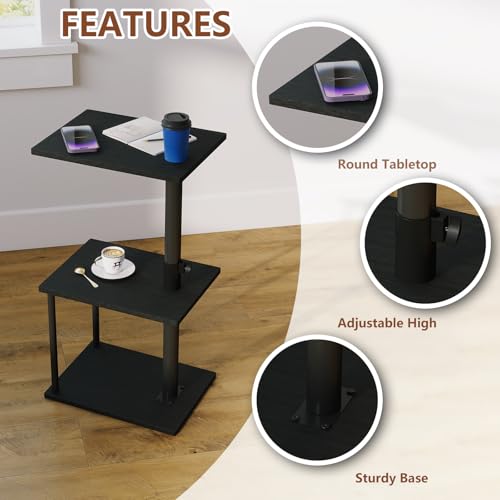 Image of Faesun Swivel Side Table for Couch Arm, Adjustable C End Table for Recliner or Bed, Tv Trays with Storage Shelf for Small Spaces Small Nightstand Table for Living Room, Bedroom