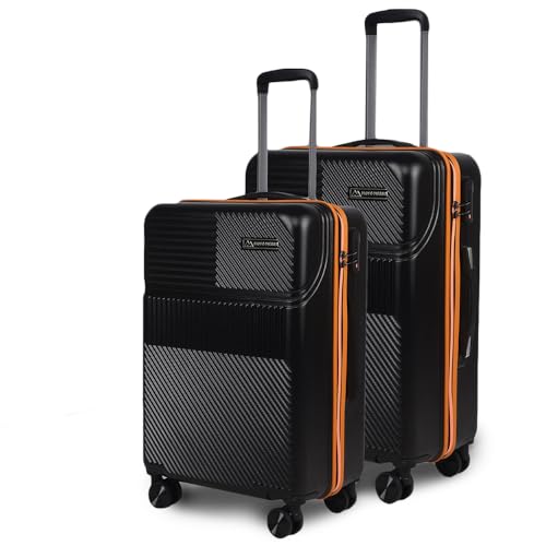 Image of Move-Meant VOYAGEWARE Small Cabin & Medium Check-in Suitcase | 55 Cm & 66 Cm | 360 Degree 8 Wheels Number Lock Polycarbonate Black Trolley Bag | Luggage for Travel - Pack of 2