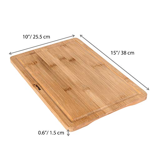 Tabla de Cortar de Madera para Cocina – Tabla de Bambú 38.1x25.4 cm con Ranura para Jugos y Asa – Bandeja de Servicio – BlauKe miniatura 2