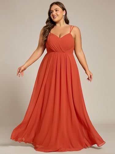 Image of Ever-Pretty Women's Pleated Backless Applique V Neck A Line Chiffon Sleeveless Plus Size Bridesmaid Dresses 01692-DA