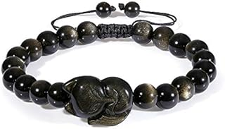 COAI Mens Womens Obsidian Stone Fox Bracelet