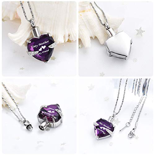 Yinplsmemory Mom Urn Necklace for Ashes Crystal Hollow Heart Pendant Ashes Keepsake Jewelry - Mother Cremation Memorial Gift4