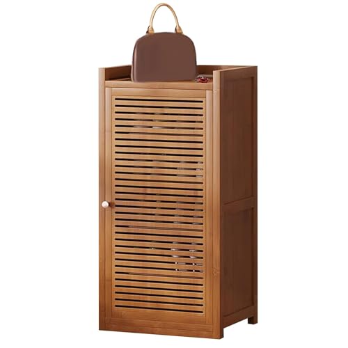Armario de zapatos de madera con 6 niveles y puertas de persiana para entrada