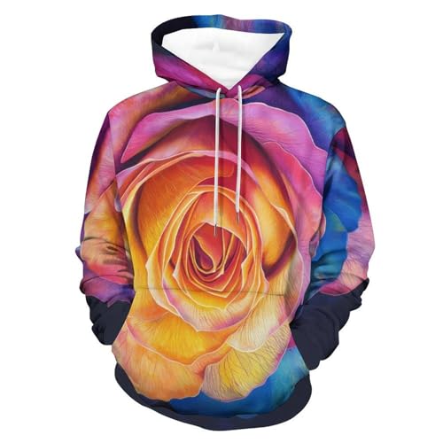 Sweat à capuche roses colorées pull streetwear pour homme et femme en taille S