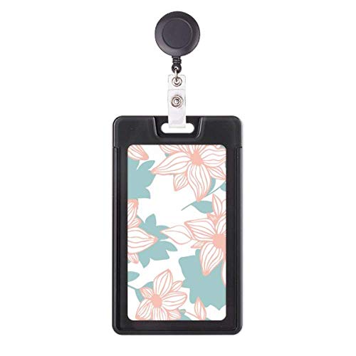 Porte-badge rétractable bleu Curaçao solide à enrouleur floral automatique