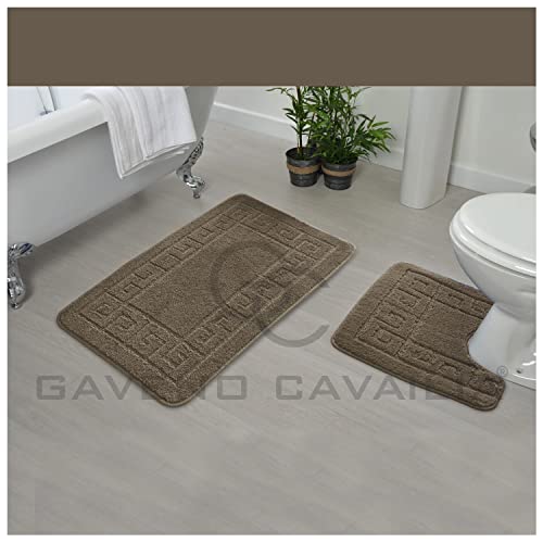 GC GAVENO CAVAILIA Ultra Plush 2 Piece Greek Bath Mat Anti Slip Pedestal Set, Extra Absorbent 100% Polypropylene Bathroom Toilet Rug, Regular (50x80, 50x40 cm), Mocha - Cosy Home Interiors GC GAVENO CAVAILIA Ultra Plush 2 Piece Greek Bath Mat Anti Slip Pedestal Set, Extra Absorbent 100% Polypropylene Bathroom Toilet Rug, Regular (50x80, 50x40 cm), Mocha - Image 2