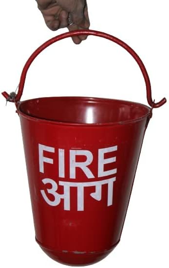 SPAGO Alloy Steel Safety Fire Bucket For Fire Place Burning Wood Indoor Outdoor Container (9 L, Red)