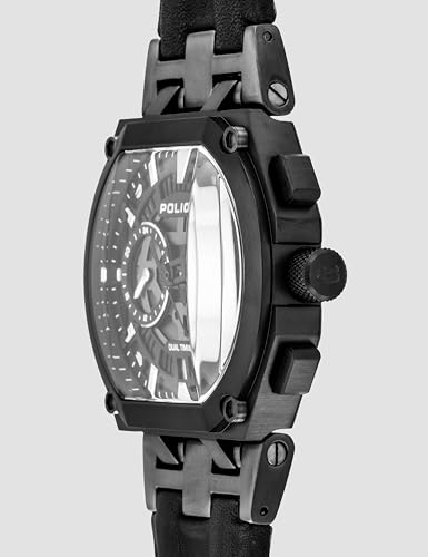 Image of Police Black Dial Multifunction Leather Strap Watch for Men