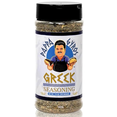 Pappa Gyros All Purpose Greek Seasoning Blend No MSG | Large Shaker 7.5 Oz | Authentic Mediterranean Spices | All Natural Savory Herb & Spice Mix | Lamb, Chicken, Turkey, Souvlaki, Kebab, Salad, Gyro