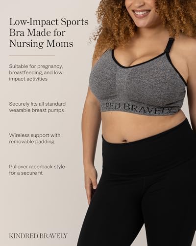 Image of Kindred Bravely Sublime Low Impact Maternity Nursing Sports Bra, Racerback | Wireless & breathable pullover racerback with removable padding, clip-down nursing. Pregnancy to postpartum, wearable pumps