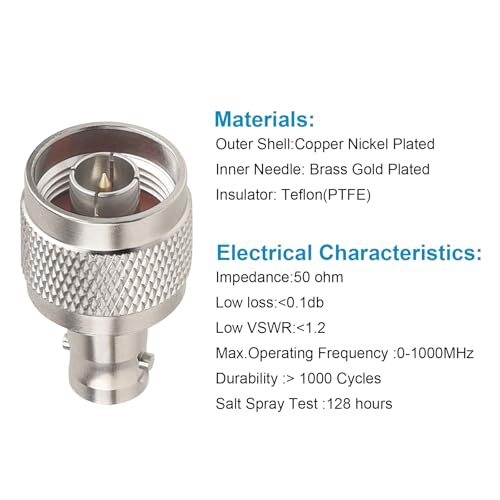 Adaptador N Macho a BNC Hembra 4 piezas miniatura 4