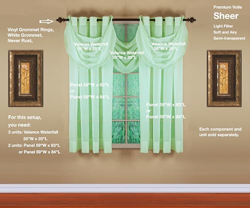 Image of Today's Curtain, Emelia Grommet Sheer Panel 63 inch Sage, 59 inch W x 63 inch L