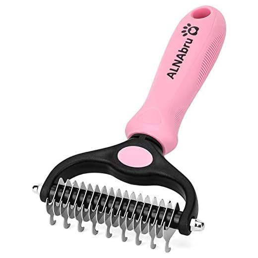 Pet Grooming Brush for Dematting & Deshedding | Double Sided Comb Undercoat Rake Dogs Cats Pets with Long Hair Prone to Matting Shedding - Pink, Pink and Black