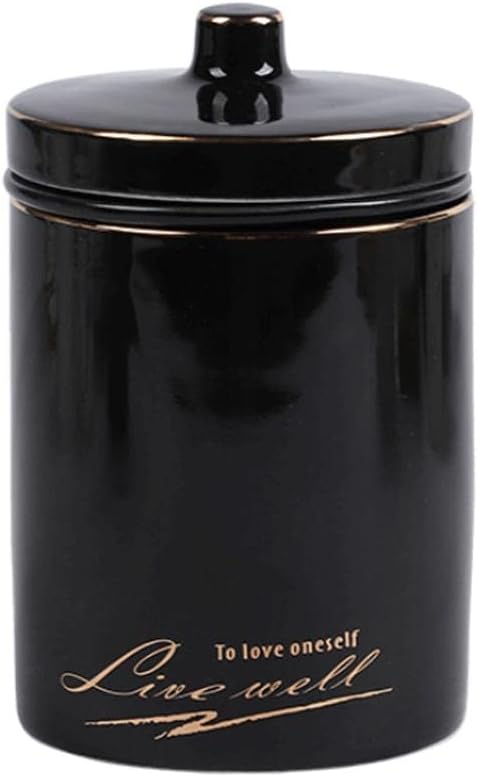 Ceramic Ashtrays Ash Tray with Lid Outdoors and Indoors Cigarette Ashtray Ornament Home Ornaments Portable Ashtray for Car(Black+text), 52687