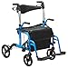 VEVOR Rollator Walker, 2-in-1 Rolling Walker Wheelchair Combo, 300LBS Capacity Folding Transport Chair, Lightweight Aluminum Mobility Rollator Wheelchair with Wheels & Adjustable Handle, Blue