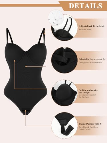 JOYSHAPER Strapless Shapewear Bodysuit for Women Tummy Control Low Back Body Shaper Thong Body Suits Tops with Built-in Bra3
