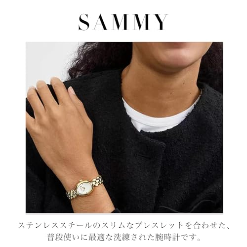 Image of Coach Sammy Qtz Basic Silver White Oval Dial Women's Watch|Ionic Plated Thin Gold Steel Material|Gold Color Band - 14504417