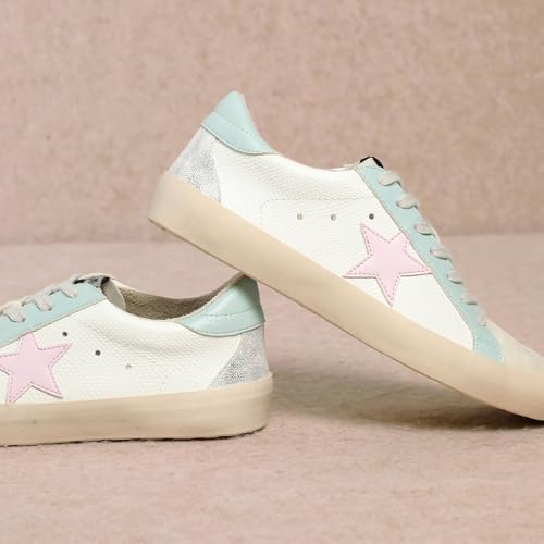 Image of Mi.iM Sofia Women's Low Top Star Sneakers - Fashion Lace-Up Shoes with Cushioned Insole and Rubber Sole