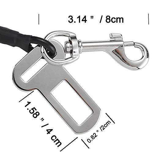 Acbungji Car Pet Dog Cat Seat Safety Belt Latch Buckle No-Chew Leash Restraint Harness Coated Stainless Steel Heavy Duty Isofix Connector Small Medium Large (39 Inch) #TOP4