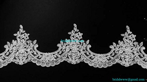 Quality Pure White Color Corded Embroidery Bridal Lace Trim Wedding Dresses DIY Lace Applique Motif Corded & Embroidered Lace Trim for Bridal Gown Bridal Veil DIY Promotion Sale
