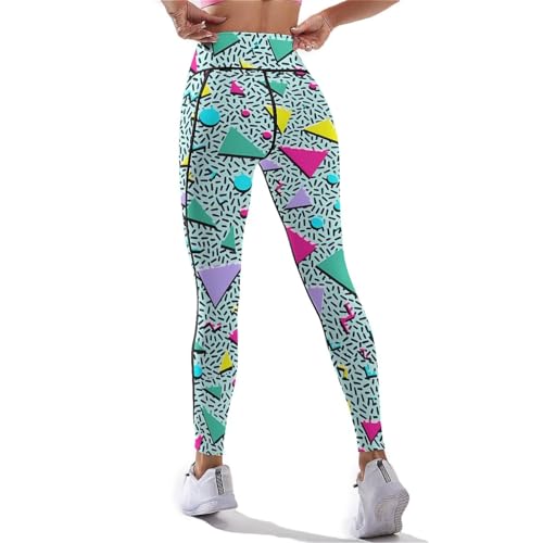 80s 90s Outfit Tummy Control Yoga Pants for Women with Pockets, High Waist Running Sports Workout Yoga Leggings