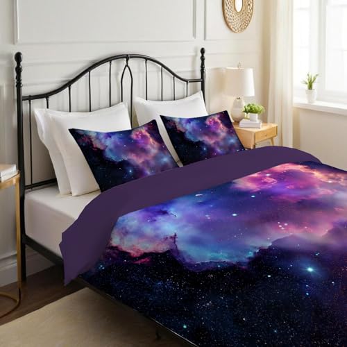 Housse de couette réversible motif nébuleuse avec fermeture éclair invisible - 6