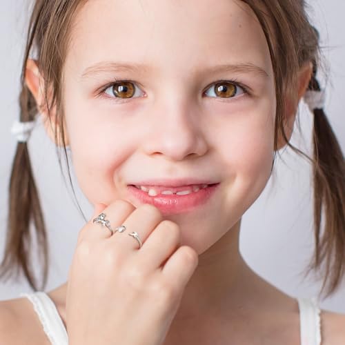 Unicorn Initial Rings for Teen Girls, Rose Gold/White Gold Plated Heart Initial Rings for Girls Adjustable Stackable Rings for Women Diny Heart Ring for Teen Girls Gifts Unicorns Gifts for Girls3