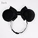JIAHANG Adjustable Black Mouse Ear Velvet Bow Elastic Headband with Beadings, Fashion Hair Band for Baby Girls Infant Toddlers, Kids