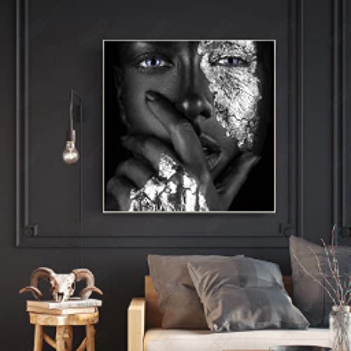 Affiche femme africaine moderne noir déco murale salon tableau scandinave