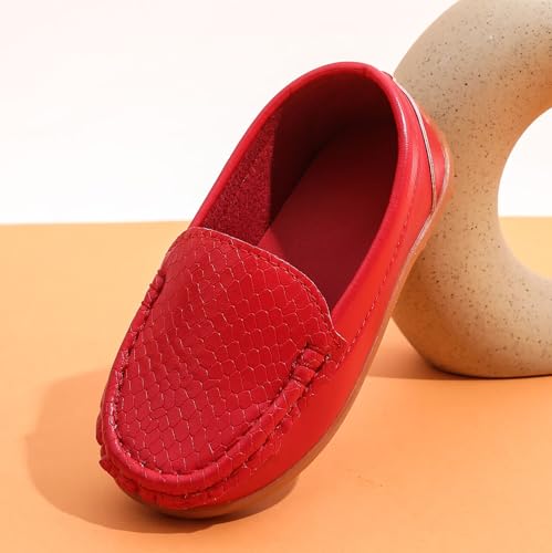 image for LONSOEN Toddler/Little Kid Boys Girls Soft Synthetic Leather Loafer Sl