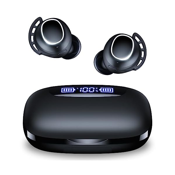 Bluetooth Headphones Wireless Earbuds 120H Playtime Ear Buds IPX7 Waterproof Earphones Digital Power Display Headsets with Charging Case and Mic for Sports Fitness Laptop TV Computer Cell Phone Games