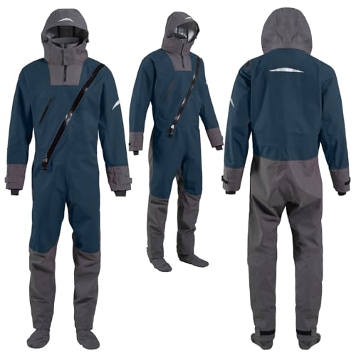 Waterproof Kayak Drysuit for Cold Water Activities, 3-Layer Fabric with Hood, Ideal for Surfing, Rafting, and Swimming