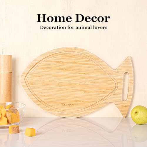 TJ POP Fish Shape Charcuterie Board, Bamboo Cutting Board for Kitchen, Cute Cheese Board & Serving Board, Personalized Cutting Board 15.74" x 9.84" x 0.6" by TJ POP - Used condition - Image 5