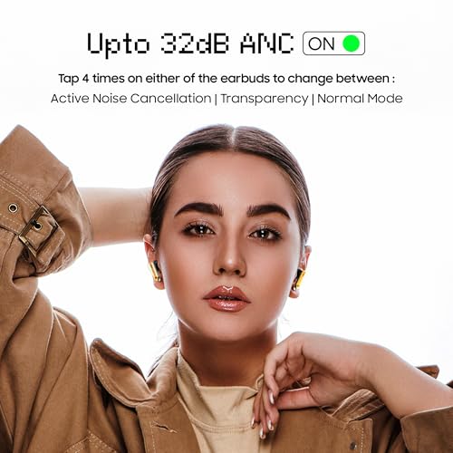 Image of numBer Super Buds GT M9 ANC (32db) Truly Wireless in Ear Earbuds with 60H Playtime, Dual Pairing Ear Buds, 35ms Low Latency, 13mm Speakers, 4Mic ENC, BT 5.4, Fast Charging, Made in India (Glass Green)