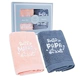 Belillpipi Geschenke für Mama Papa 2 Bestickt Handtuch 35 x 75 cm, Weihnachtsgeschenke für Eltern, Muttertagsgeschenke Vatertagsgeschenk Geburtstagsgeschenk für Papa Mama